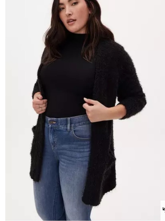 torrid Sweaters - Rare Black fuzzy Open-Front Women's Cardigan Sweater